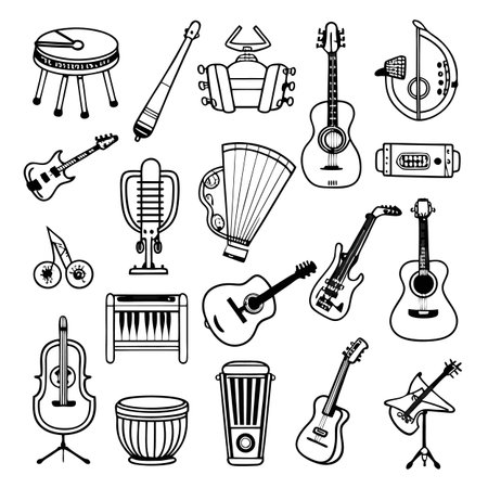 Black Outline Icons Setのイラスト素材