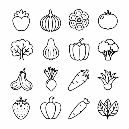 Black Outline Icons Setのイラスト素材