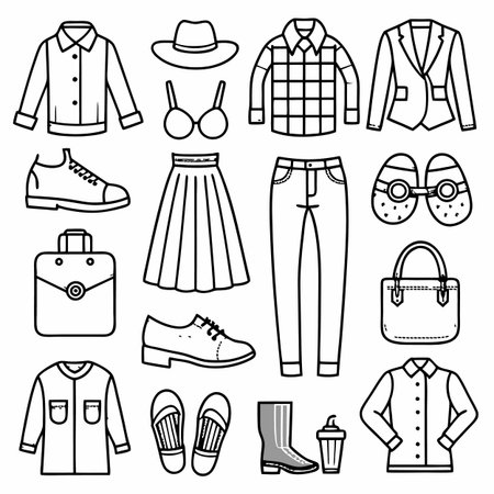 Black Outline Icons Setのイラスト素材