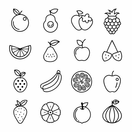 Black Outline Icons Setのイラスト素材