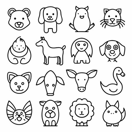 Black Outline Icons Setのイラスト素材