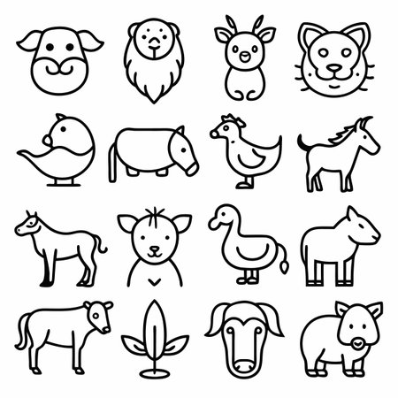 Black Outline Icons Setのイラスト素材