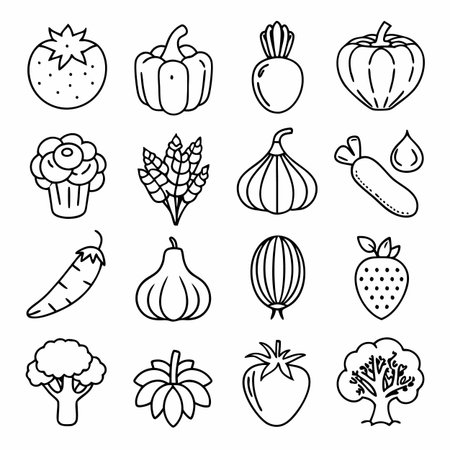 Black Outline Icons Setのイラスト素材