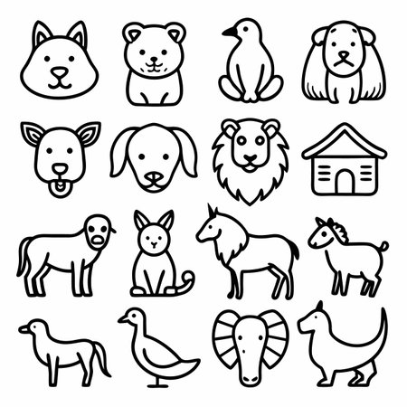 Black Outline Icons Set