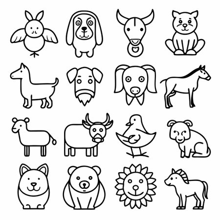 Black Outline Icons Set