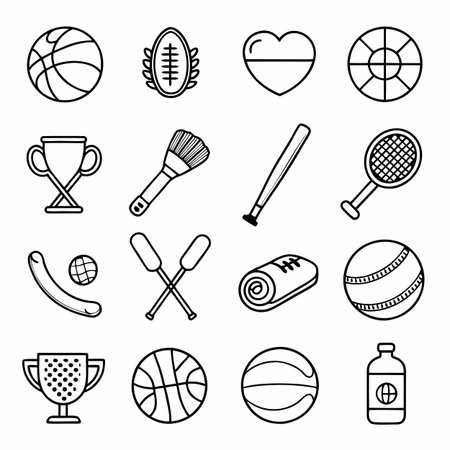 Black Outline Icons Setのイラスト素材