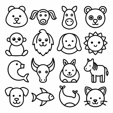 Black Outline Icons Setのイラスト素材