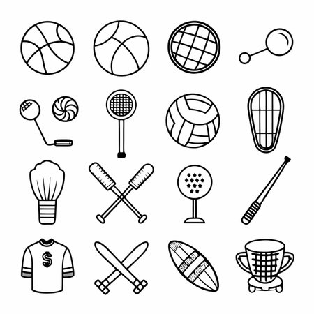 Black Outline Icons Setのイラスト素材