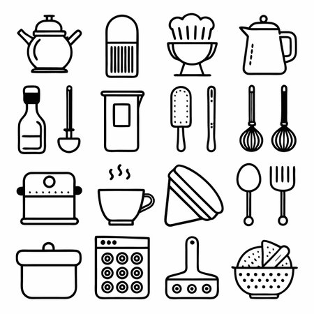 Black Outline Icons Setのイラスト素材