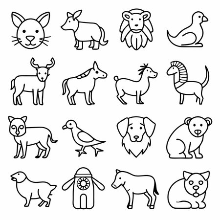 Black Outline Icons Set
