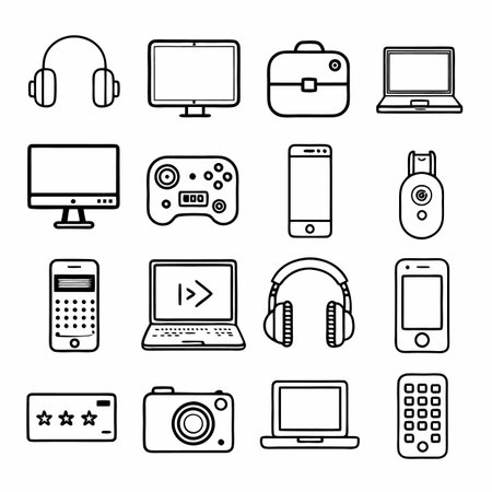 Black Outline Icons Setのイラスト素材