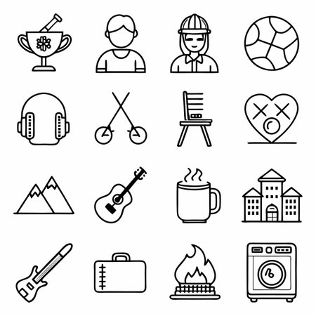 Black Outline Icons Setのイラスト素材