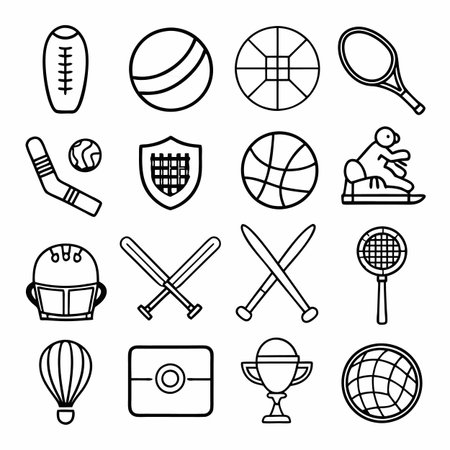 Black Outline Icons Setのイラスト素材