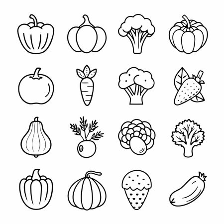 Black Outline Icons Setのイラスト素材