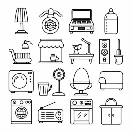 Black Outline Icons Setのイラスト素材