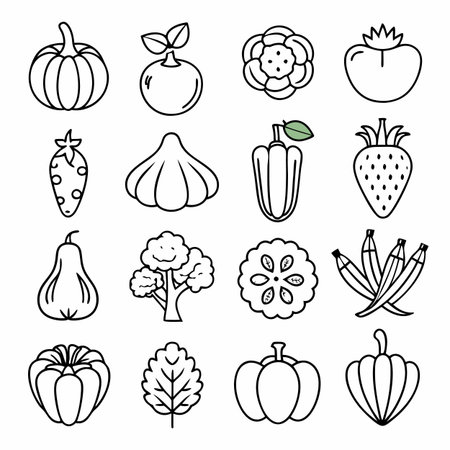 Black Outline Icons Setのイラスト素材