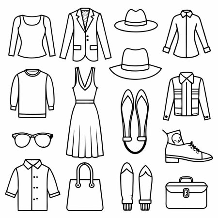 Black Outline Icons Setのイラスト素材