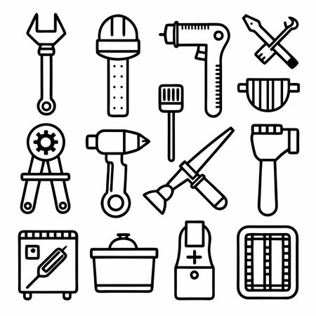 Black Outline Icons Setのイラスト素材