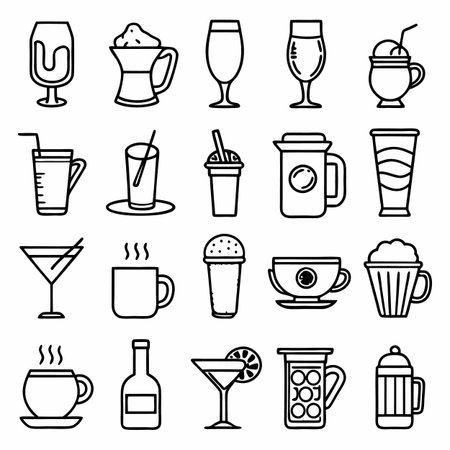 Black Outline Icons Setのイラスト素材