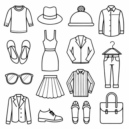 Black Outline Icons Setのイラスト素材