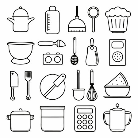 Black Outline Icons Setのイラスト素材