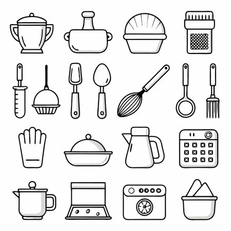 Black Outline Icons Set
