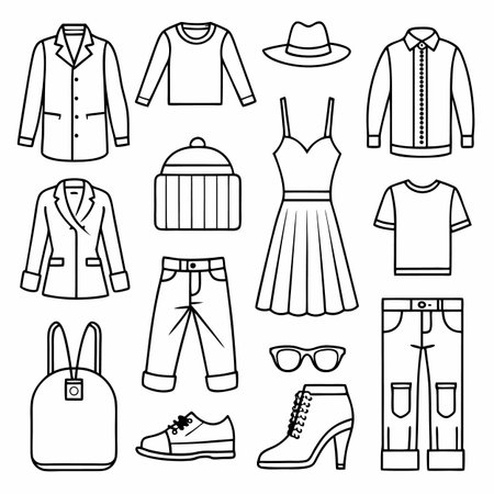 Black Outline Icons Setのイラスト素材