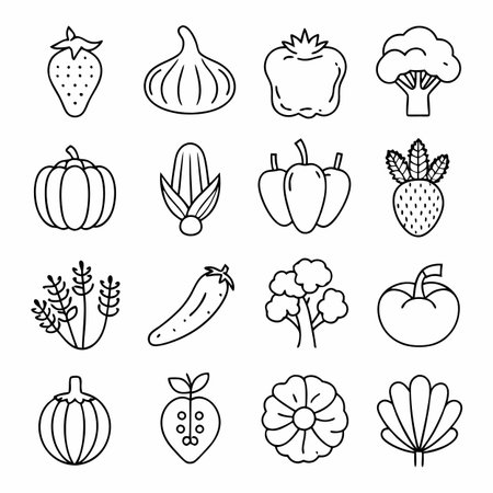 Black Outline Icons Setのイラスト素材