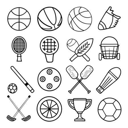 Black Outline Icons Setのイラスト素材
