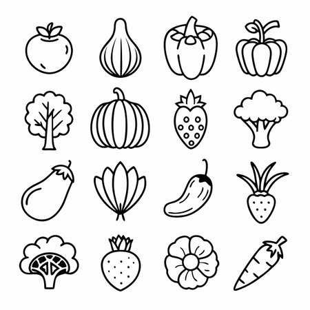 Black Outline Icons Setのイラスト素材