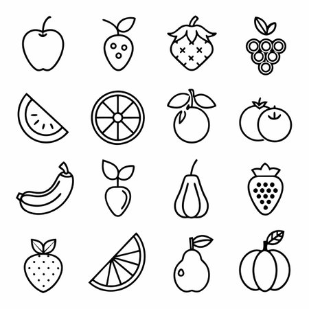 Black Outline Icons Setのイラスト素材