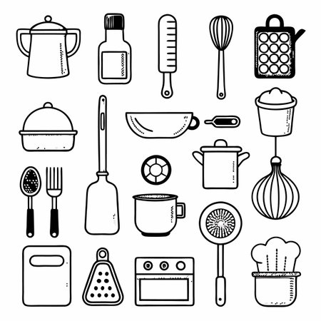 Black Outline Icons Setのイラスト素材