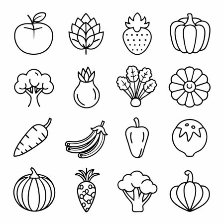 Black Outline Icons Setのイラスト素材