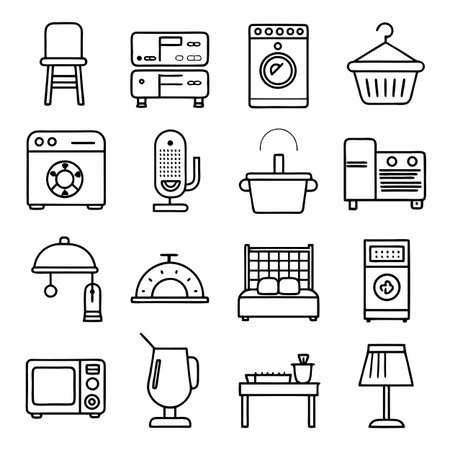 Black Outline Icons Setのイラスト素材