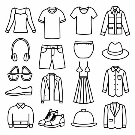 Black Outline Icons Setのイラスト素材