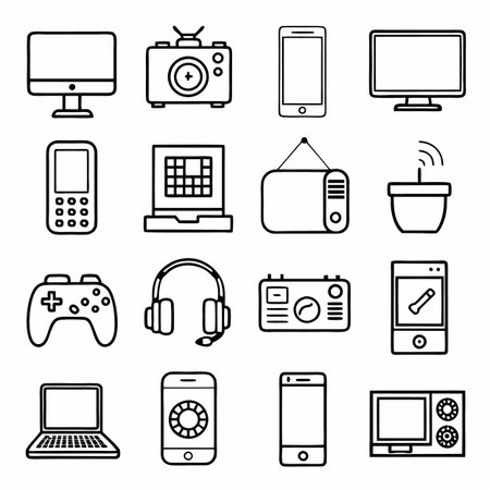 Black Outline Icons Setのイラスト素材