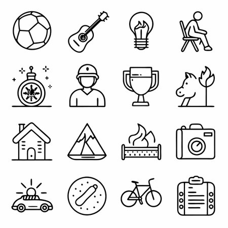 Black Outline Icons Setのイラスト素材