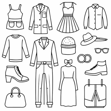 Black Outline Icons Setのイラスト素材