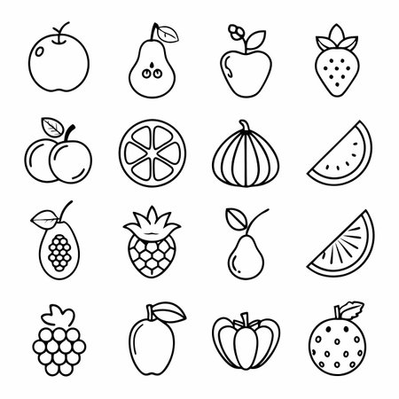 Black Outline Icons Setのイラスト素材