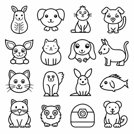 Black Outline Icons Setのイラスト素材