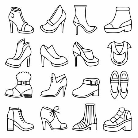 Black Outline Icons Setのイラスト素材