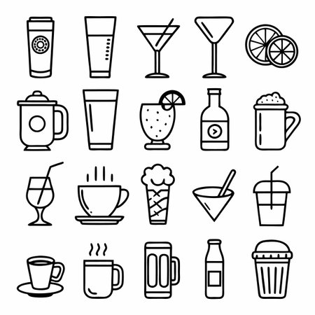 Black Outline Icons Setのイラスト素材