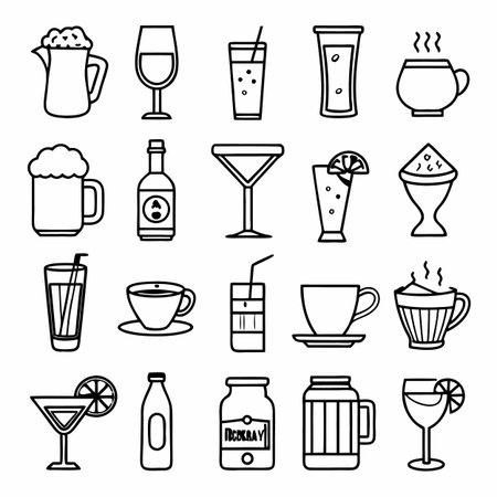 Black Outline Icons Setのイラスト素材