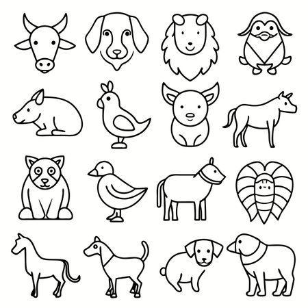 Black Outline Icons Set
