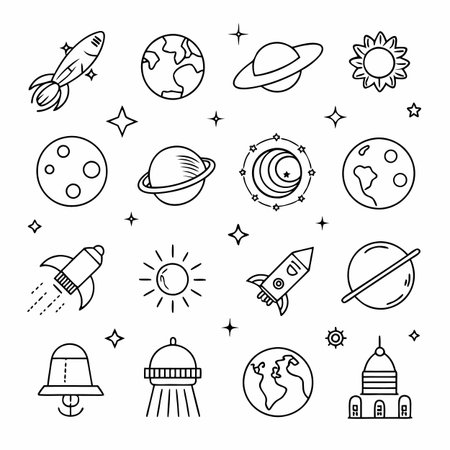 Black Outline Icons Setのイラスト素材