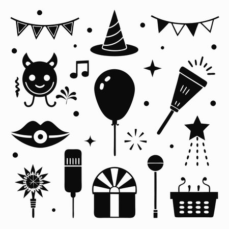 Black Filled Icons Setのイラスト素材