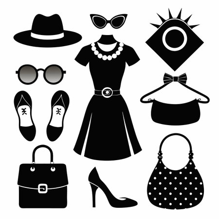 Black Filled Icons Setのイラスト素材