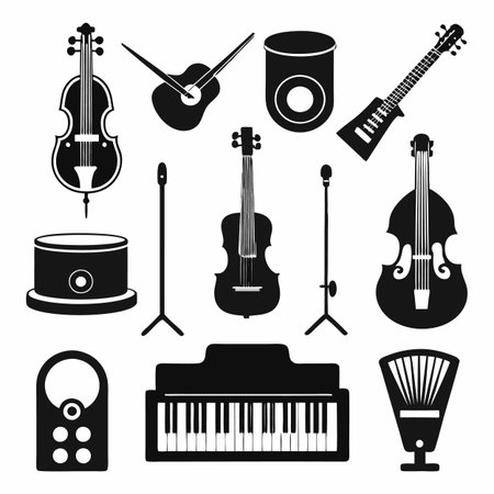 Black Filled Icons Setのイラスト素材