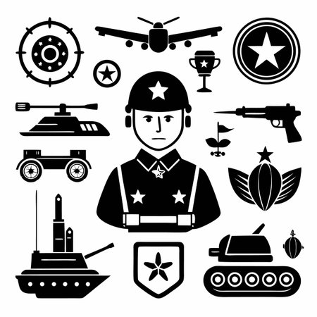 Black Filled Icons Setのイラスト素材