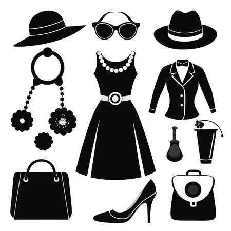 Black Filled Icons Setのイラスト素材